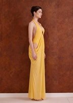 Mattey Sheer Maxi Dress In Yellow