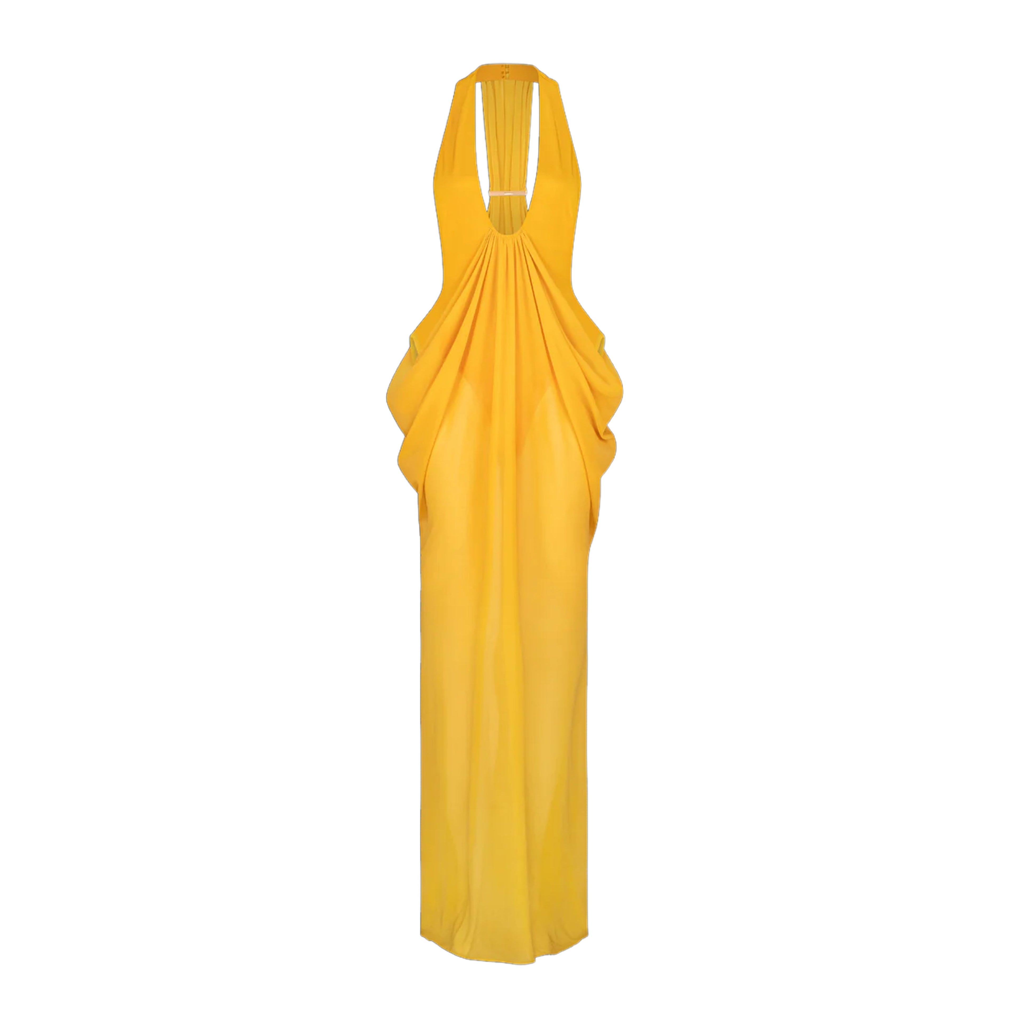 Mattey Sheer Maxi Dress In Yellow