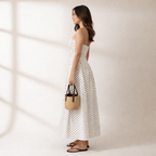 Veloura Strapless polka dot dress