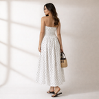 Veloura Strapless polka dot dress