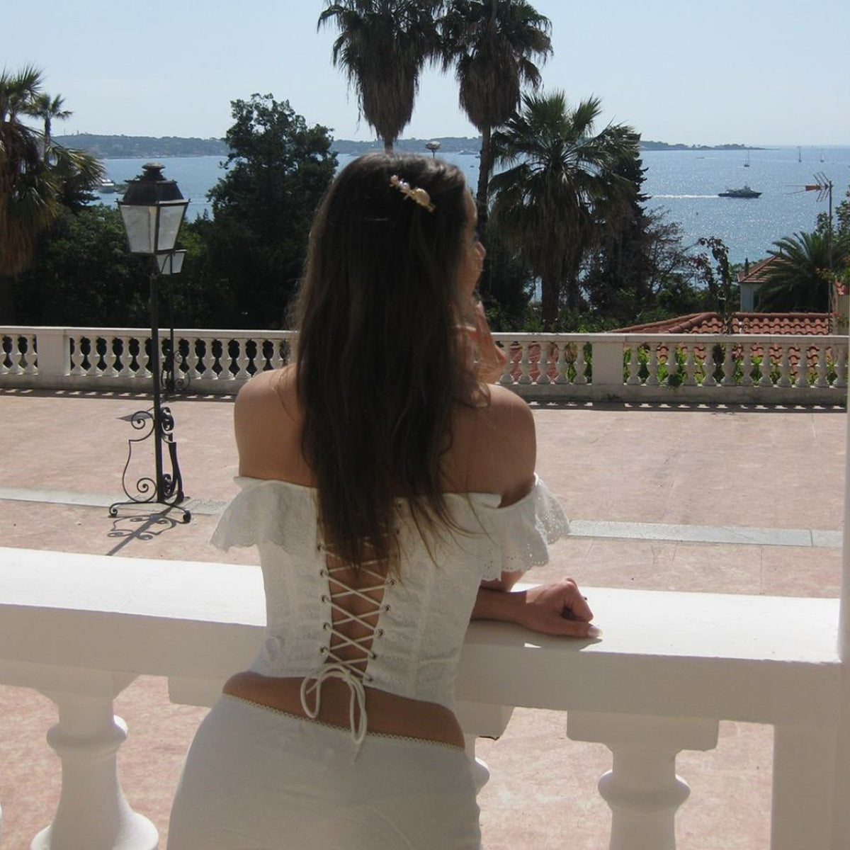 FANELLA | Vintage Eyelet Corset Square Neck Top