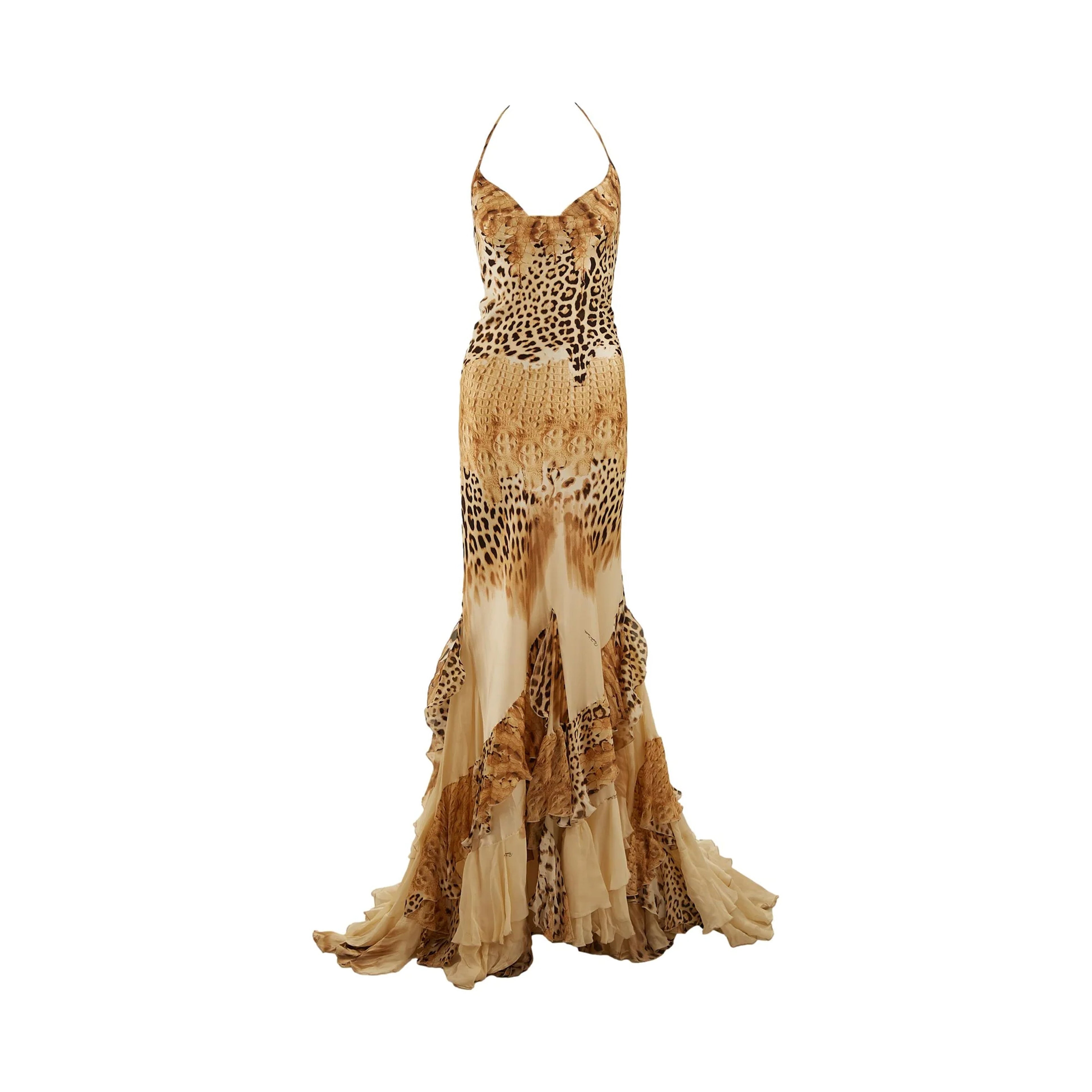 Oberto Cavalli Cheetah Print Maxi Dress