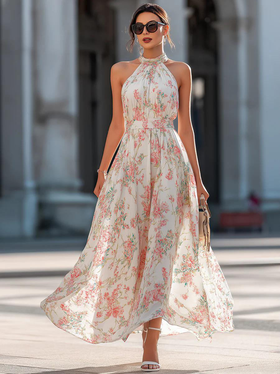 Elowen | Floral Halter Maxi Dress