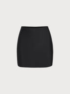 Black Nylon Casual Miniskirt