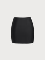 Black Nylon Casual Miniskirt