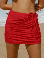 Red Ruched Knot Skirt