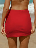 Red Ruched Knot Skirt