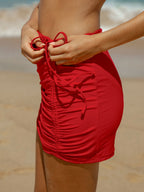 Red Ruched Knot Skirt