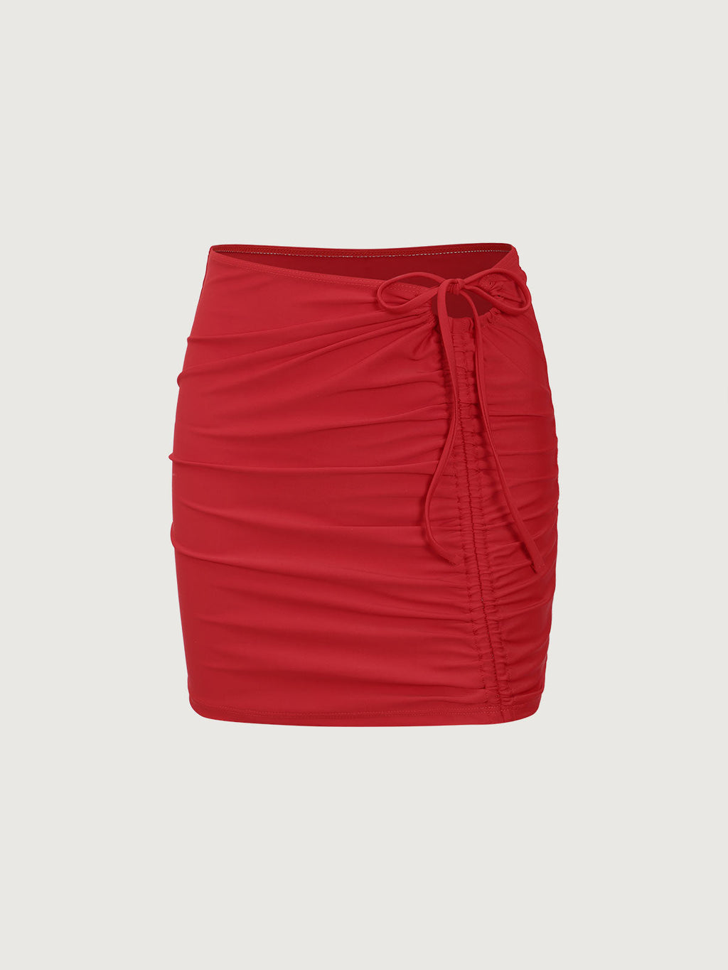 Red Ruched Knot Skirt