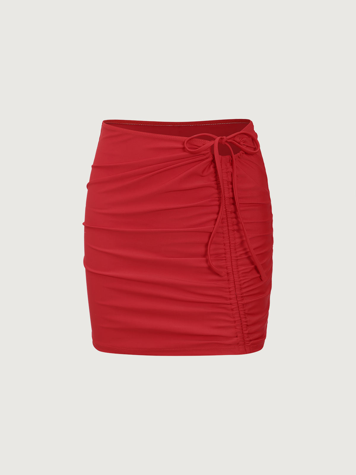 Red Ruched Knot Skirt