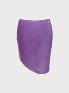 Purple Lurex Knotted Cover-Up Skirt