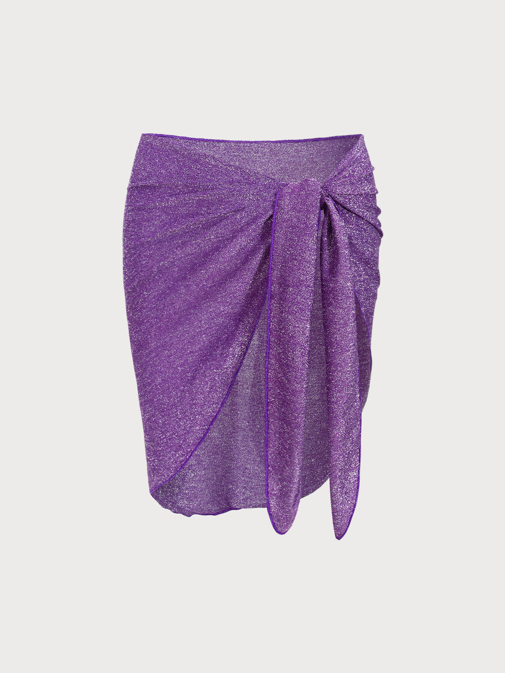 Purple Lurex Knotted Cover-Up Skirt