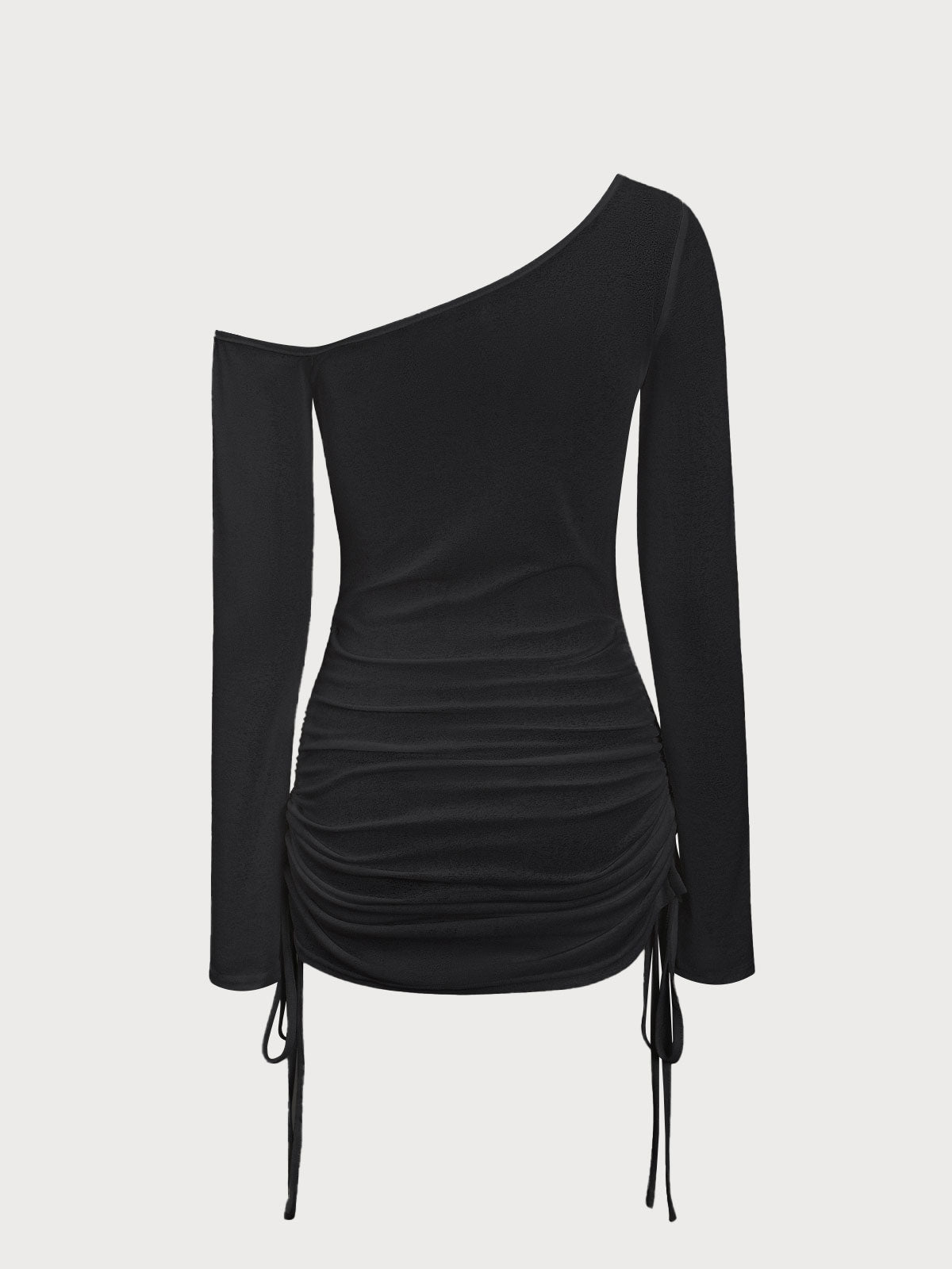White Ruched One Shoulder Cover-up