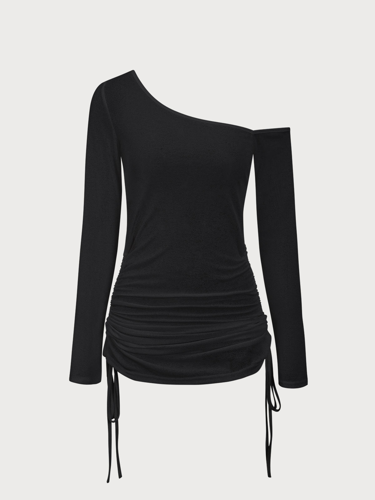White Ruched One Shoulder Cover-up