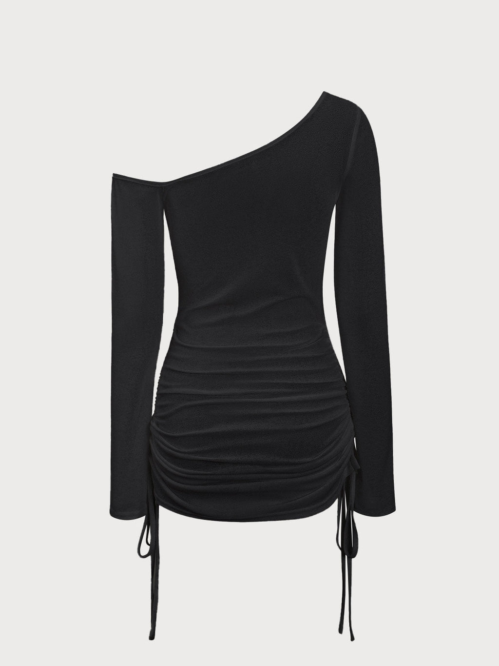 Black Ruched One Shoulder Cover-up