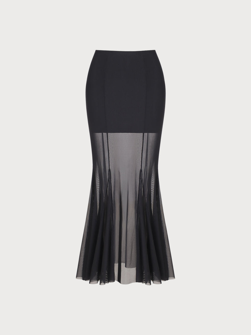 Black Mesh Hip-Wrapped Long Skirt