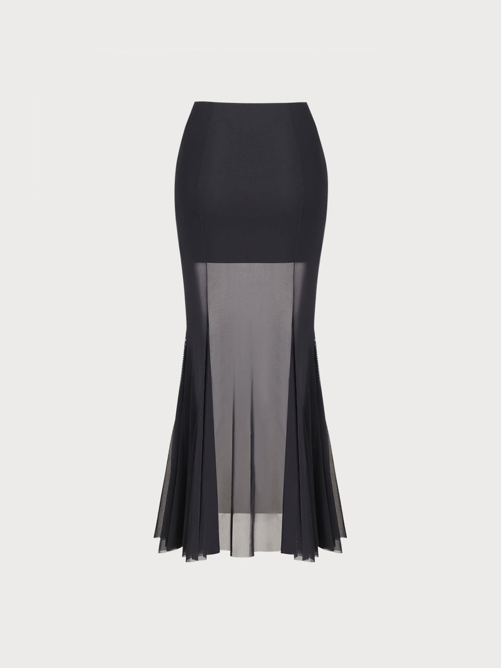 Black Mesh Hip-Wrapped Long Skirt