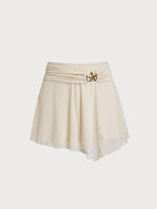 Off White Star Decorated Mesh Skirt