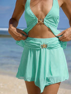 Off White Star Decorated Mesh Skirt