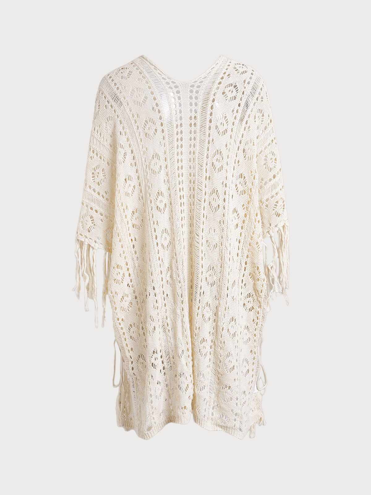 Off White V-Neck Cutout Cover-up