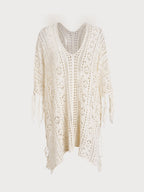 Off White V-Neck Cutout Cover-up