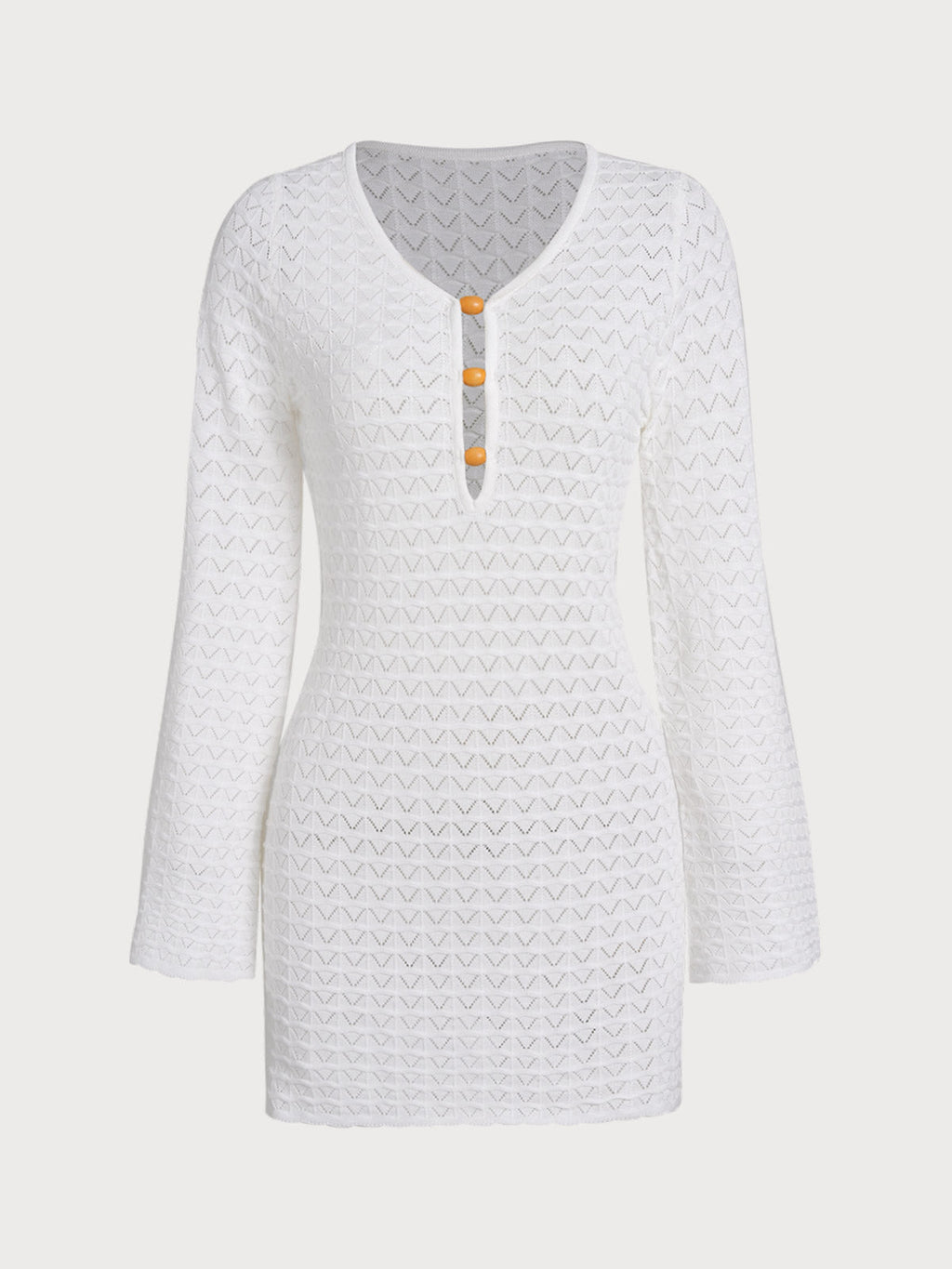 Off White O-Ring Sleeve Cutout Cover-ups