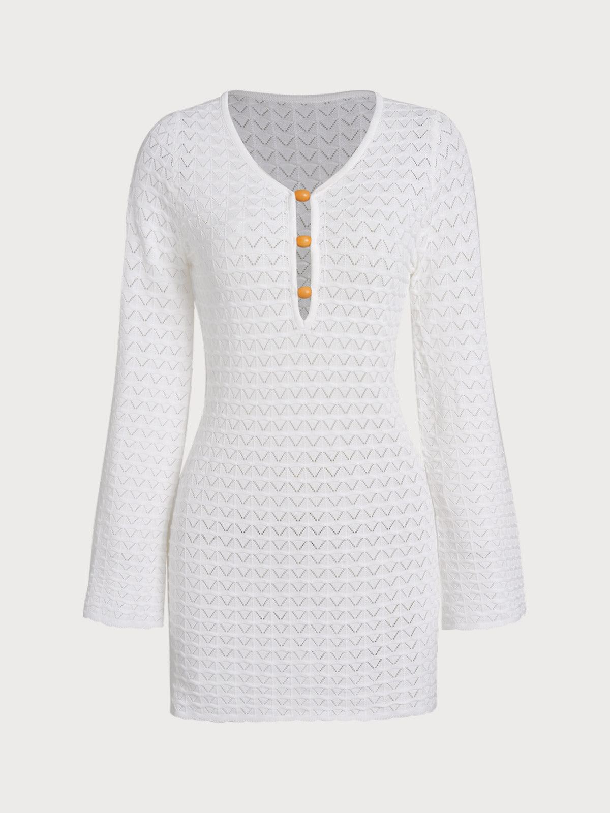 Off White O-Ring Sleeve Cutout Cover-ups