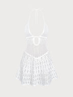 White Openwork Sleeveless Cover-up