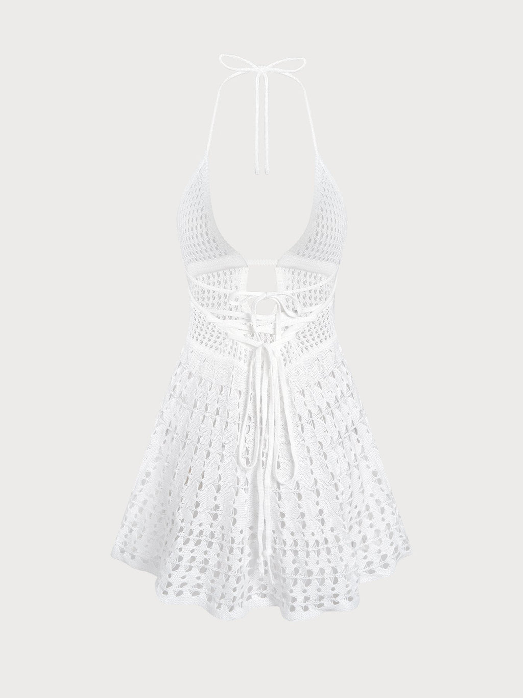 White Openwork Sleeveless Cover-up