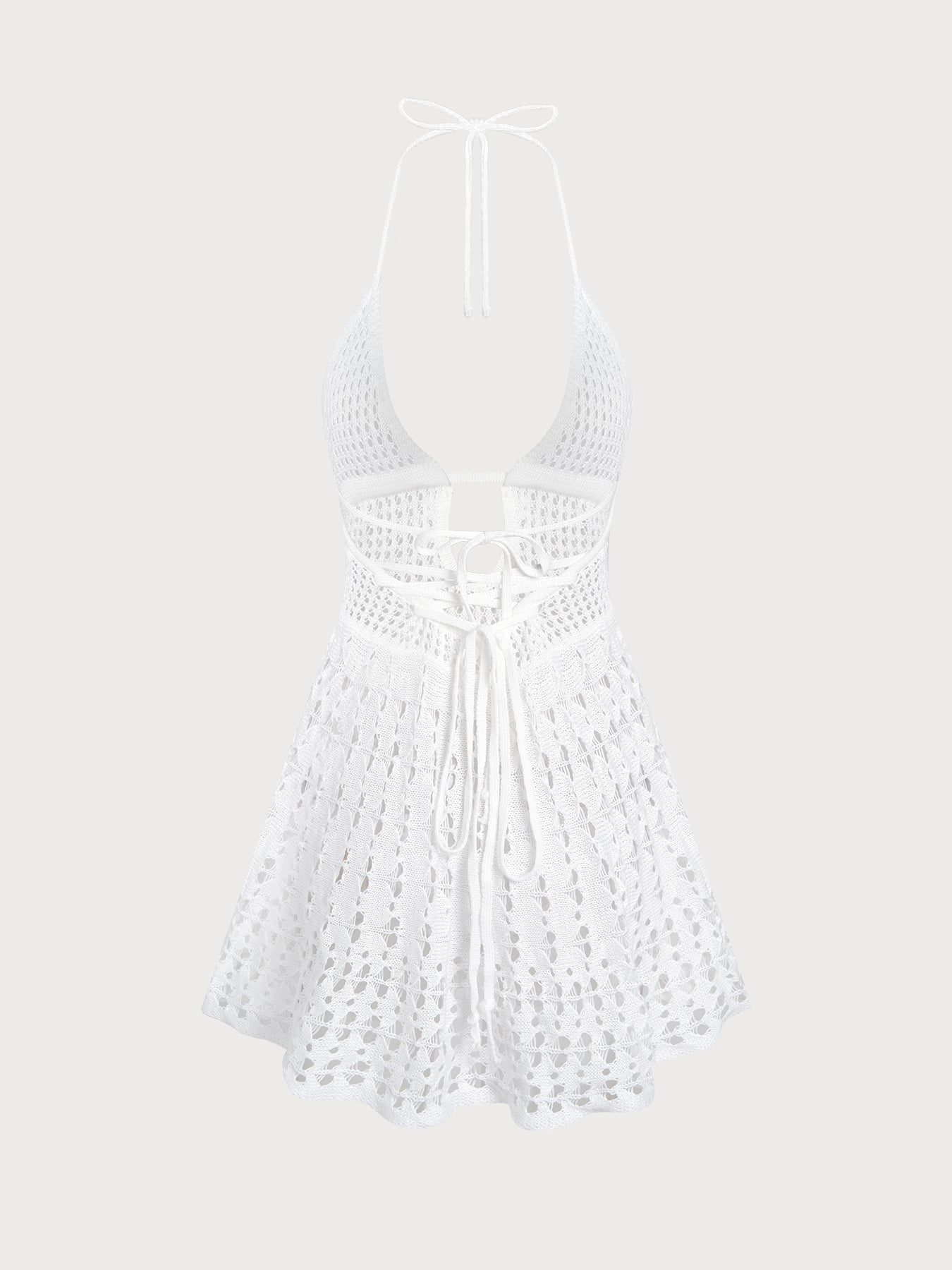 White Openwork Sleeveless Cover-up