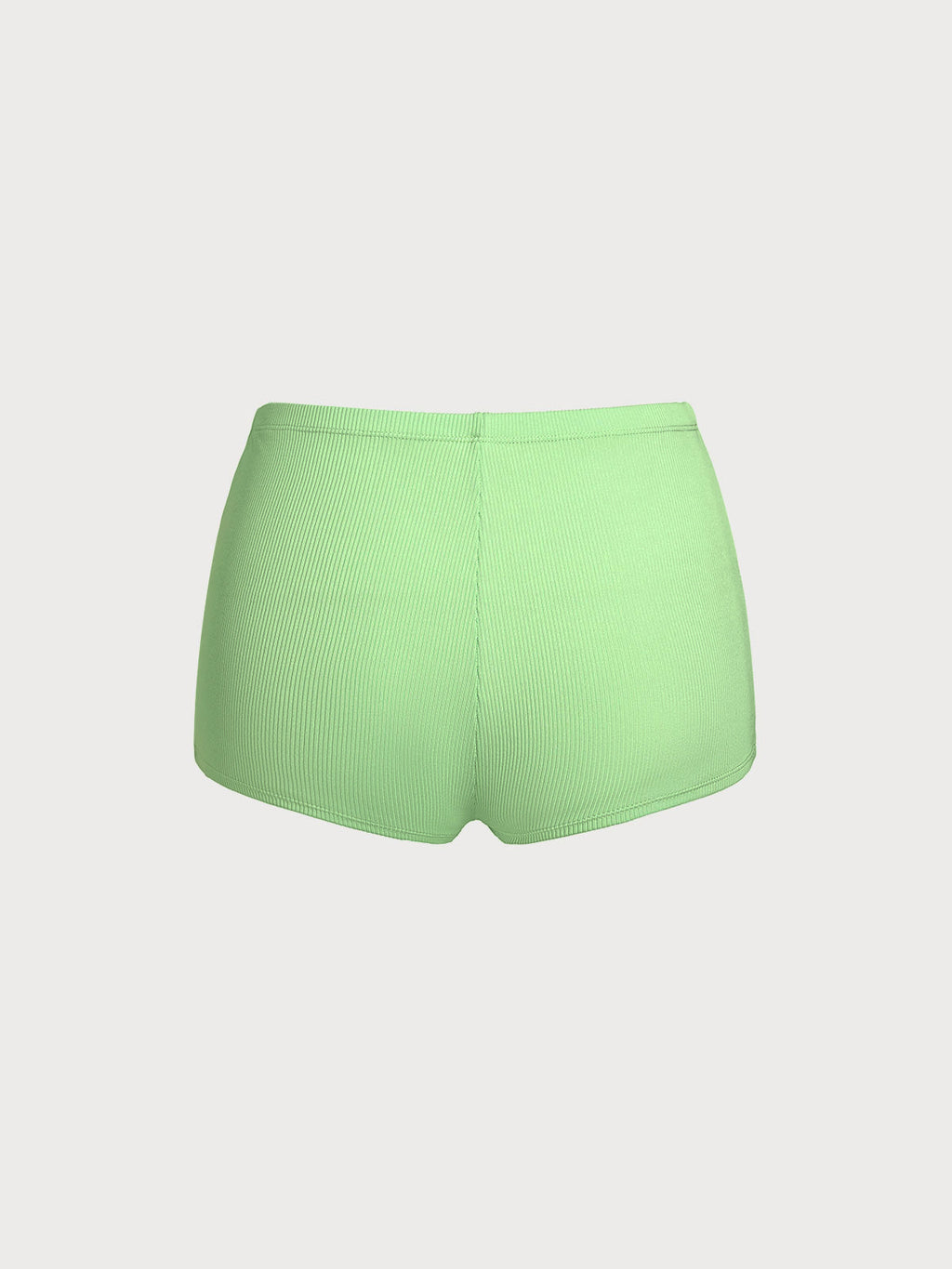 Green Polyester Striped Knit Shorts