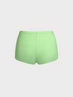 Green Polyester Striped Knit Shorts