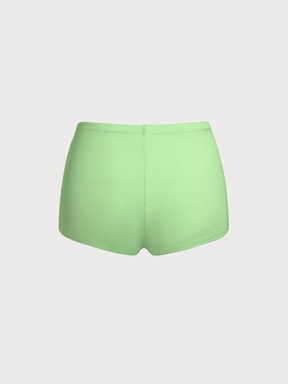 Green Polyester Striped Knit Shorts