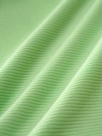 Green Polyester Striped Knit Shorts