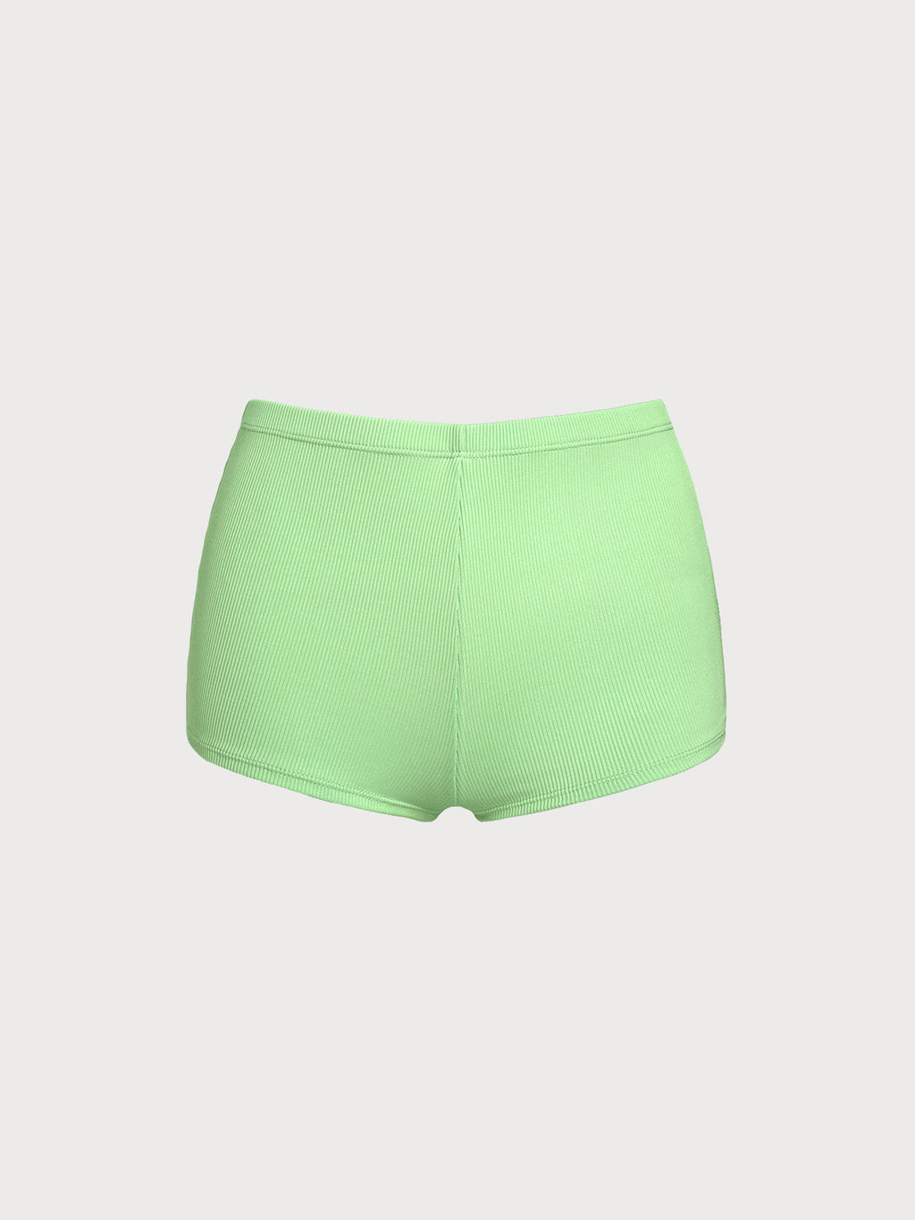 Green Polyester Striped Knit Shorts