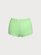 Green Polyester Striped Knit Shorts
