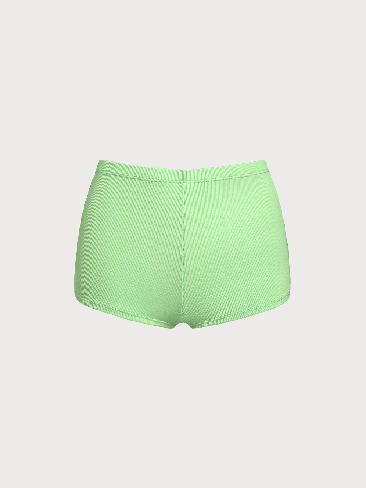 Green Polyester Striped Knit Shorts